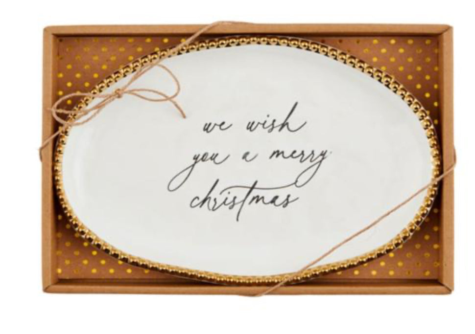 Mudpie WISH YOU A MERRY CHRISTMAS BEAD SENTIMENT PLATE