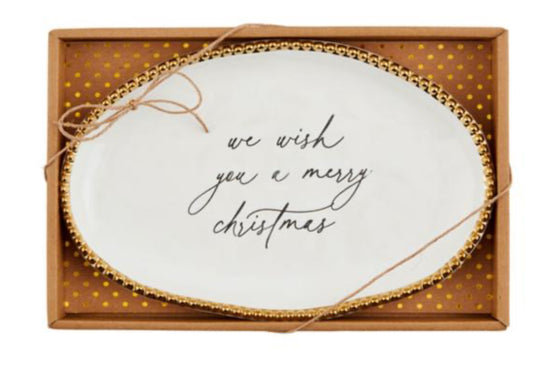 Mudpie WISH YOU A MERRY CHRISTMAS BEAD SENTIMENT PLATE