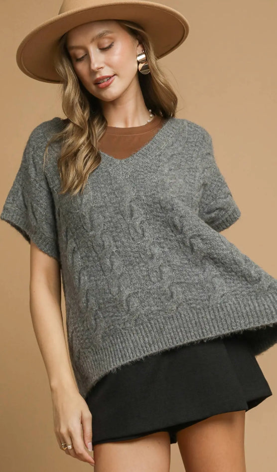 Umgee Charcoal Sweater Vest Grey