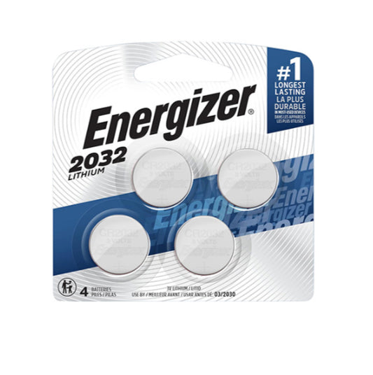 Energizer 2032BP4C3 CR2032 Lithium Battery Silver 3.0 V 235 mAh, Qty (4) Single Pack