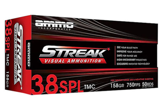 Ammo Inc 38158TMCSTRKRED50 Streak Visual (RED) 38Special 158gr Total Metal Case 50 Per Box/