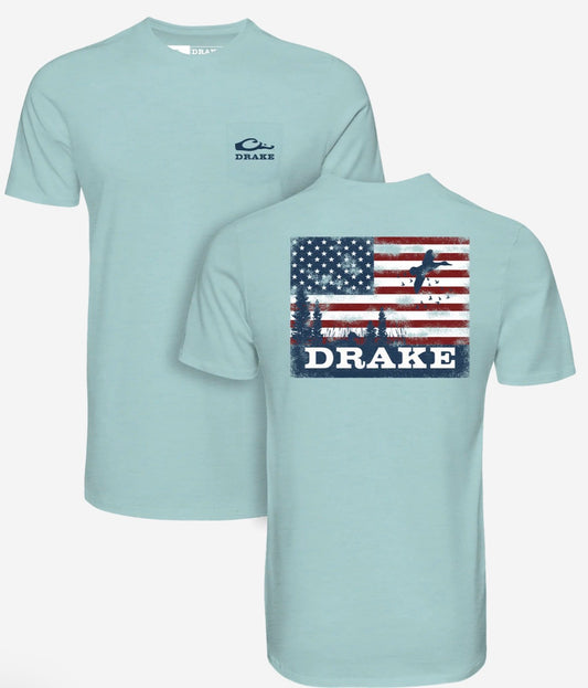 Drake Americana Scenic Flag T-Shirt Beach Glass  DT9875
