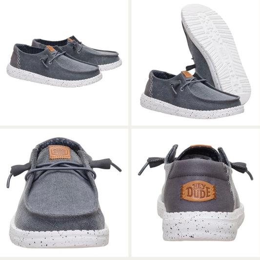 Heydude Wendy Chambray Grid Charcoal. 45187