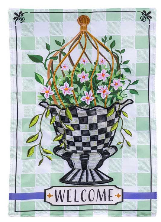 Evergreen Spring Topiary Applique Large Flag