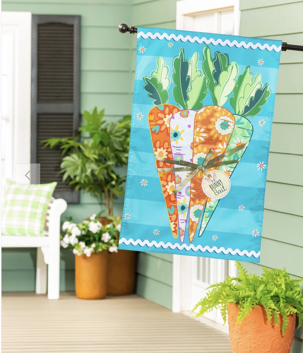 Evergreen Bunny Bait Bunch Applique House Flag