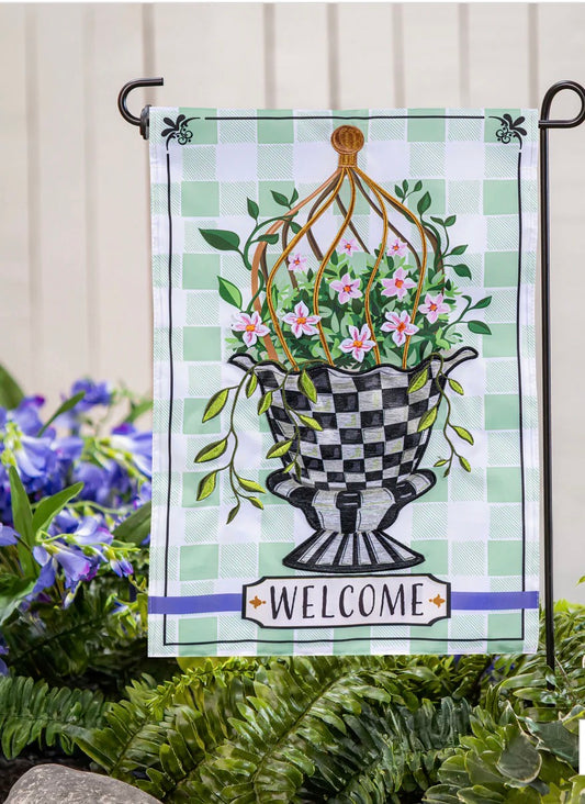 Evergreen Spring Topiary Applique Garden Flag