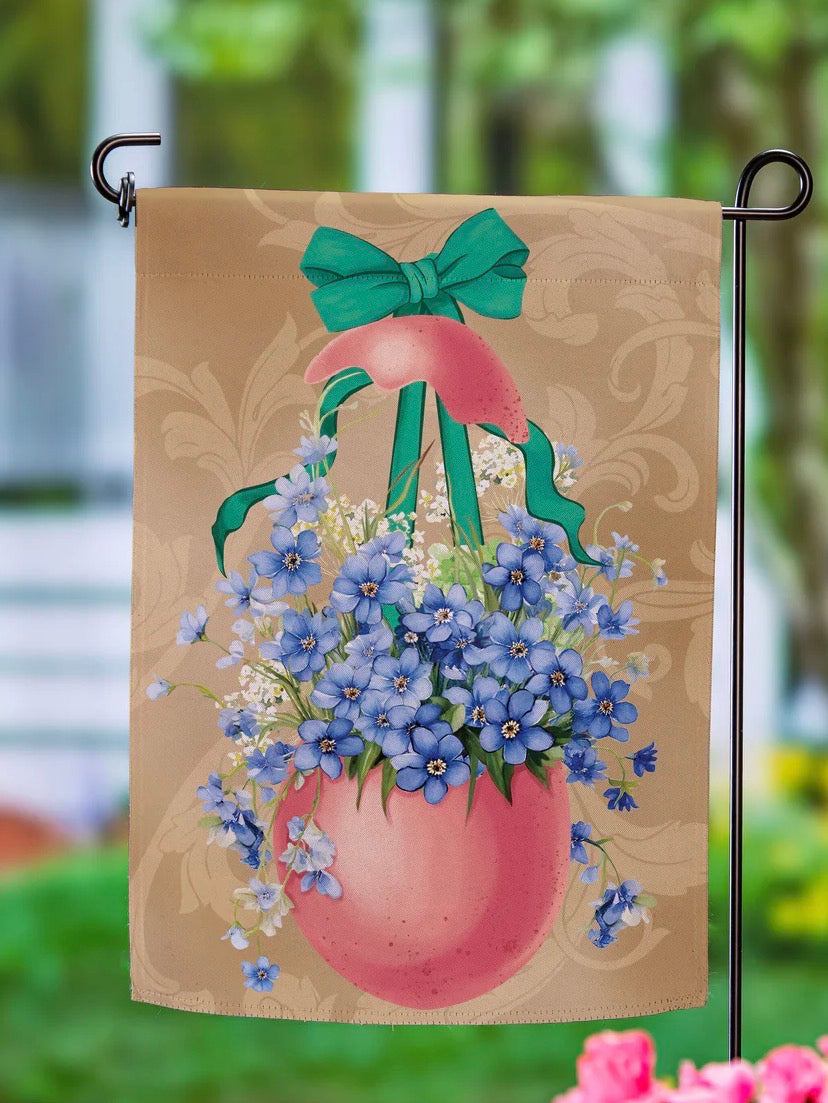 Evergreen Floral Easter Egg Suede Garden Flag