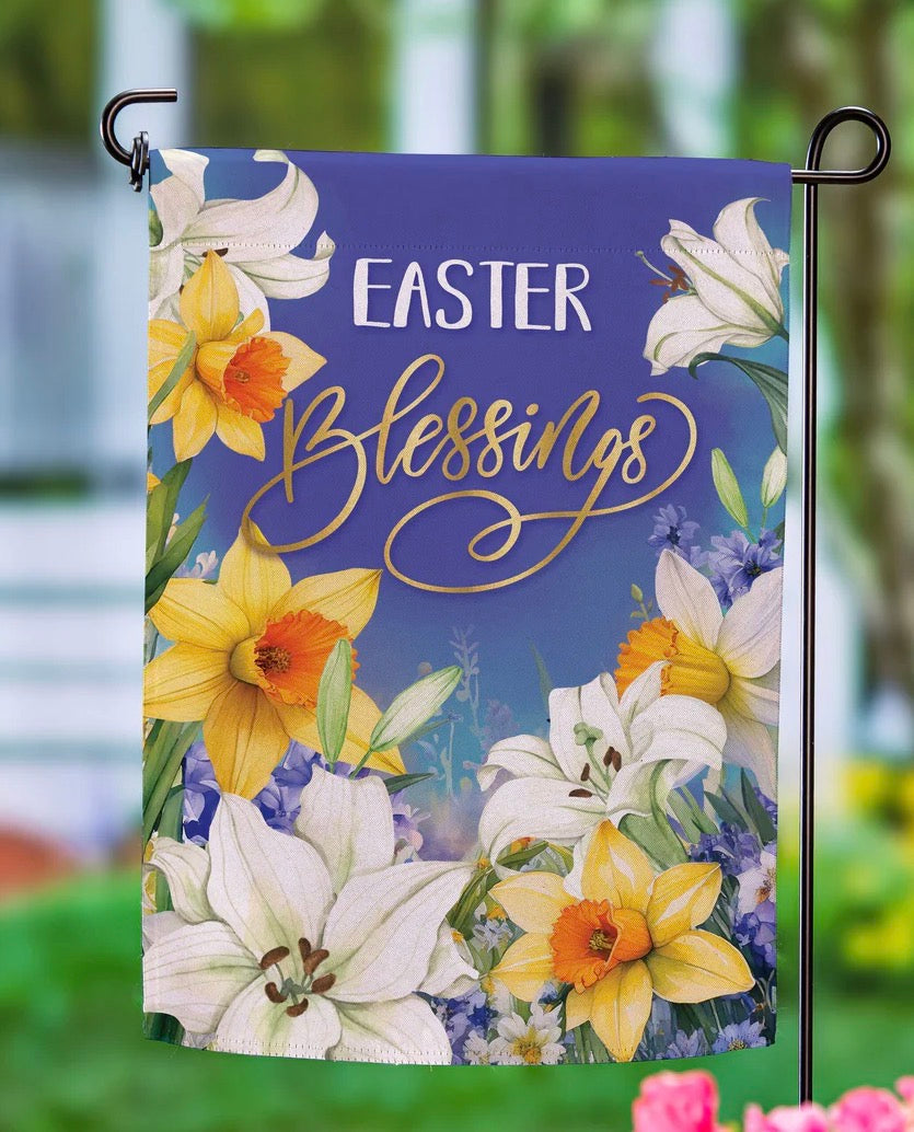 Evergreen Blessings For Easter Suede Garden Flag