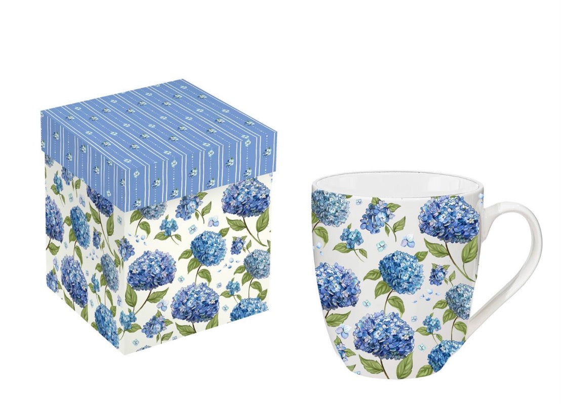 Evergreen VivaStyle Coffee Cup Ceramic Cup O' Java, Hydrangea, 17oz, Gift Box