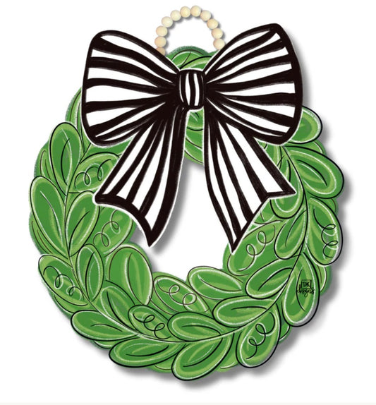 Dk Designs Black and White Bow Wreath Door Hanger