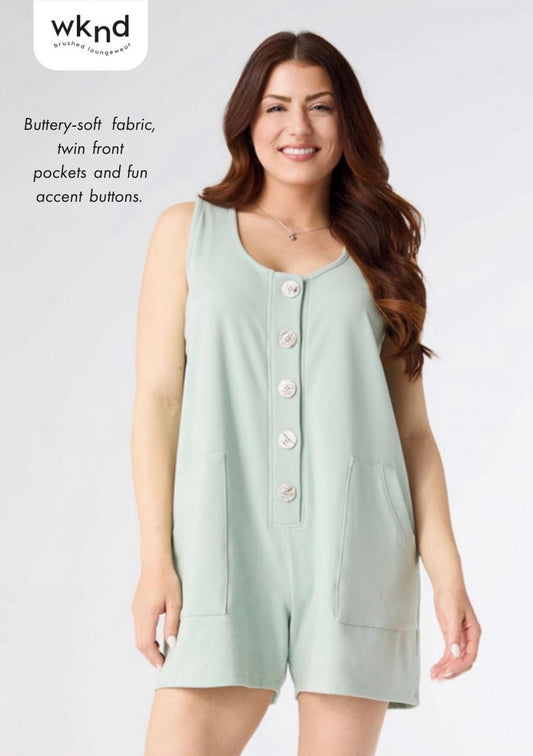 Coco +Carmen Weekend Brushed Tank Button Jumper Seafoam