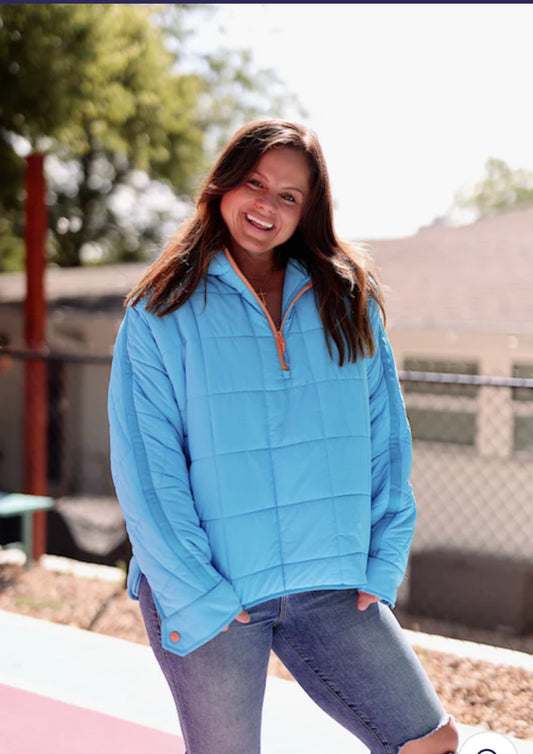 Jadelynn Brooke On Cloud Nine Puffer Hoodie Cobalt/Coral