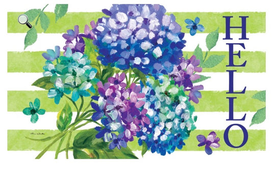 Custom Decor Floor Mat-Striped Hydrangeas