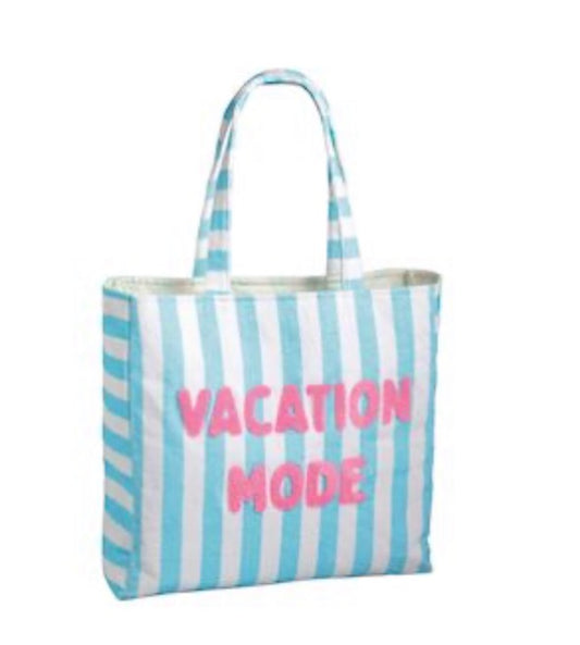 Mudpie Blue Terry Cloth Tote Vacation Mode