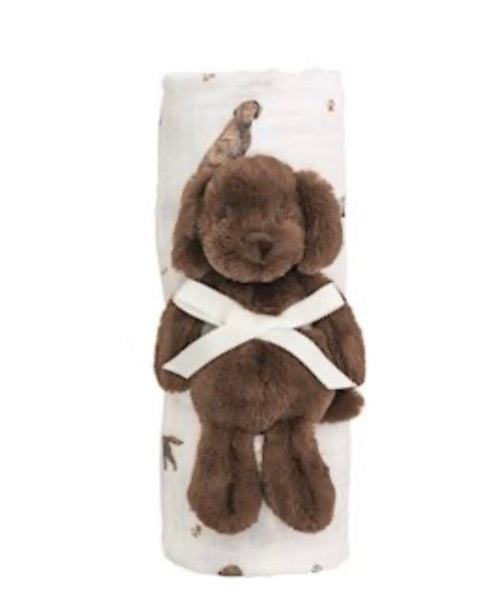 Mudpie Lab Swaddle & Rattle Set