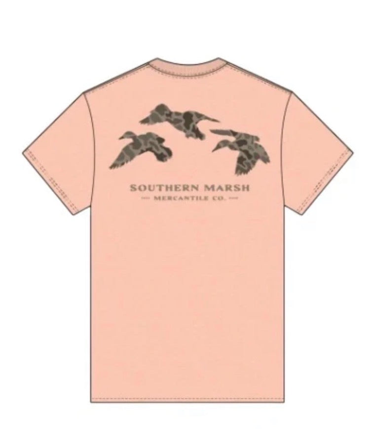 Southern Marsh Camo Flying Ducks Sherbet Tee