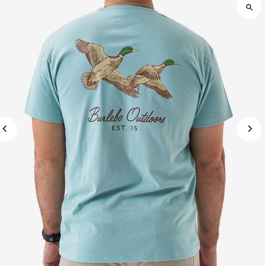 Burlebo Short Sleeve Tee - Flying Mallards - Sky Blue