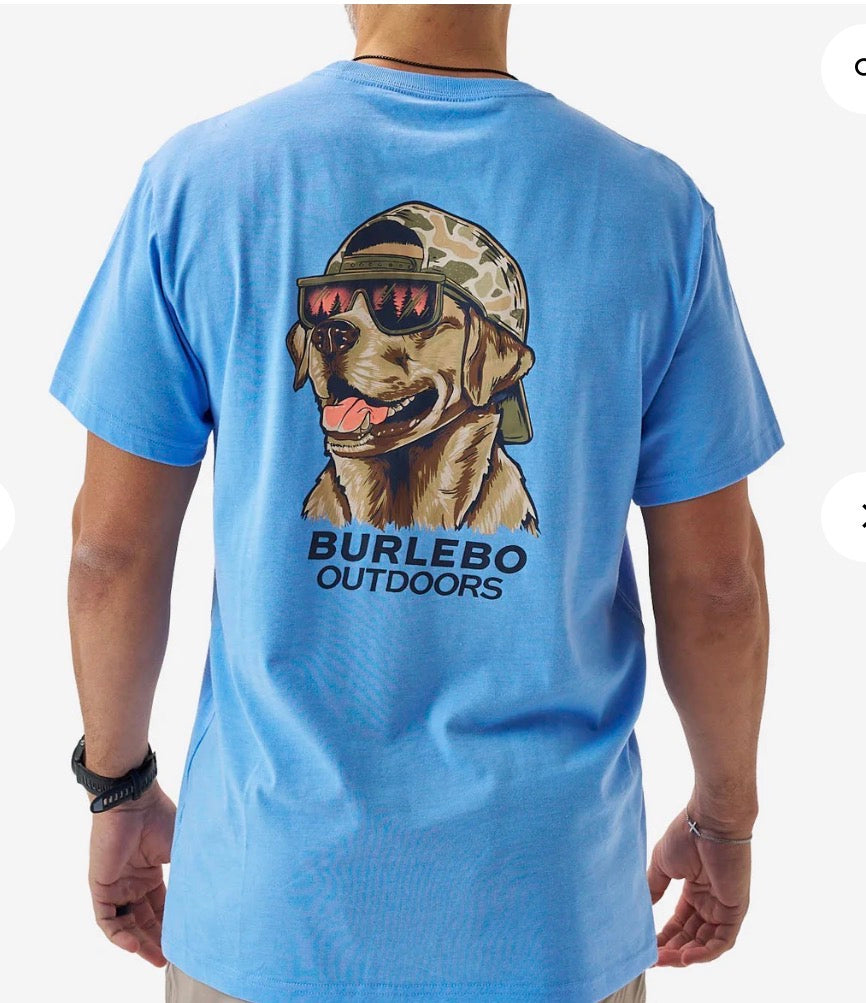 Burlebo Short Sleeve Tee - Mallard Camo Dog - Periwinkle Blue