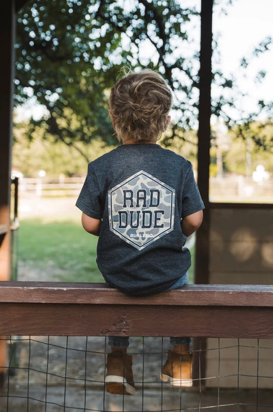 Burlebo Youth Short Sleeve Tee - Rad Dude Deer Camo - Heather Black