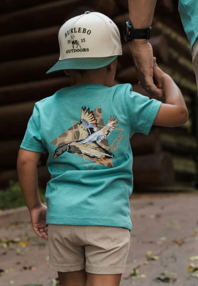 Burlebo Youth Short Sleeve Tee - Pintail Diving Duck - Cyan