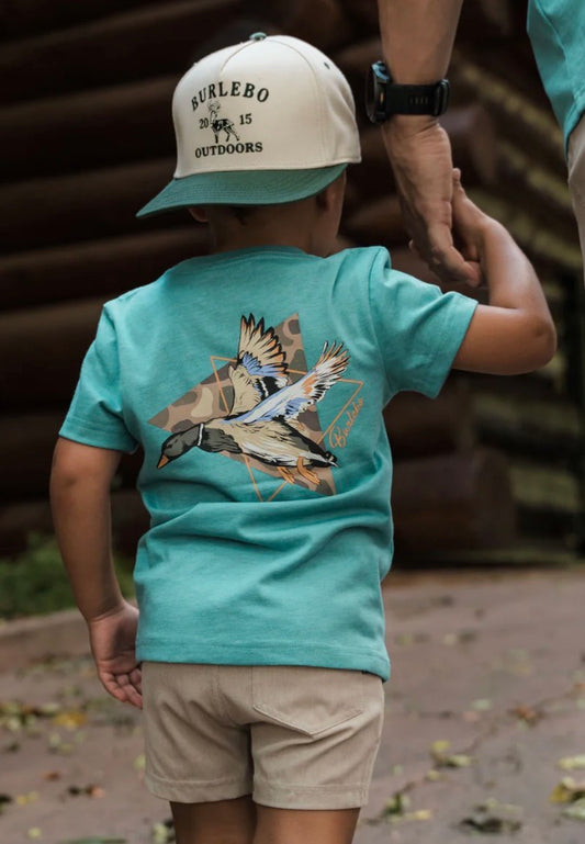Burlebo Youth Short Sleeve Tee - Pintail Diving Duck - Cyan