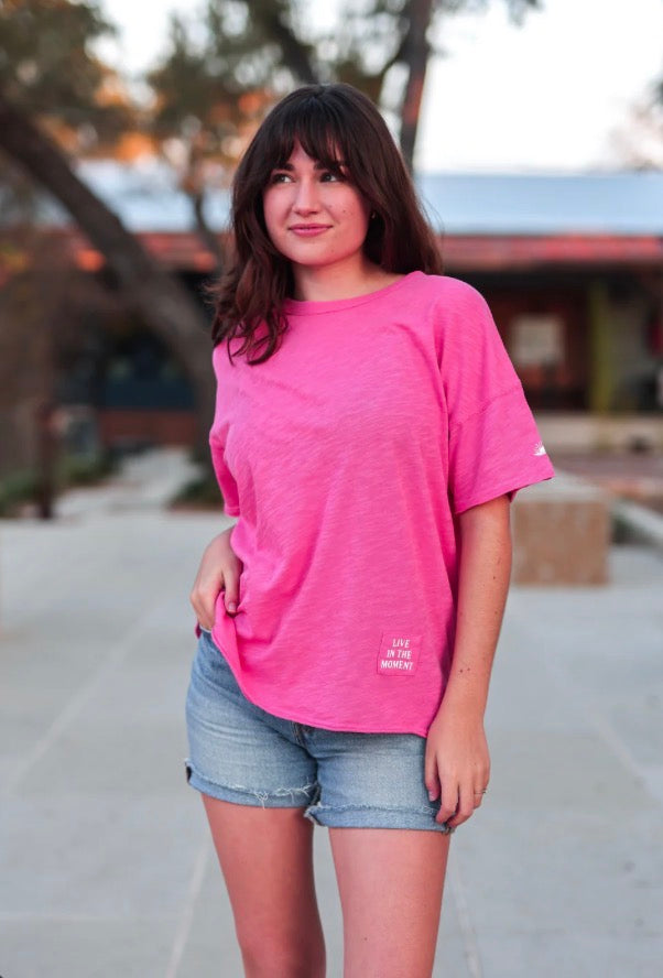 Jadelynn Brook Not So Basic Mineral Wash Tee  Bright Coral