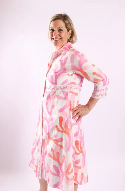 Top It Off Lennon Dress Watercolor Coral