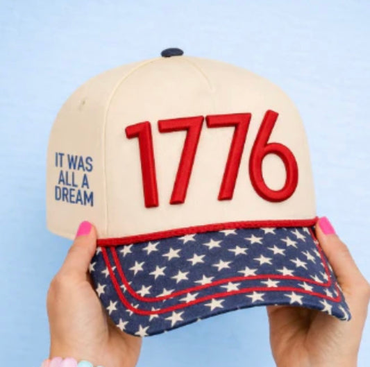 Grace + Emma 1776" ON Tan Cap with Patch Work