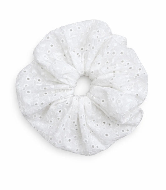 Grace and Emma White Eyelet Lace Oversized Scrunchie