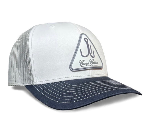 Coosa Cotton WHITE/NAVY/SILVER TRUCKER - TREBLE HOOK PATCH