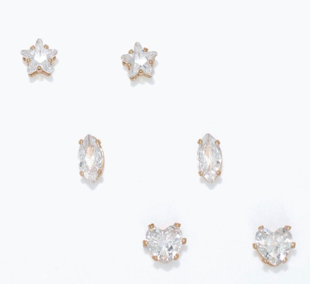 Periwinkle By Barlow Trio Of Gold With Crystal