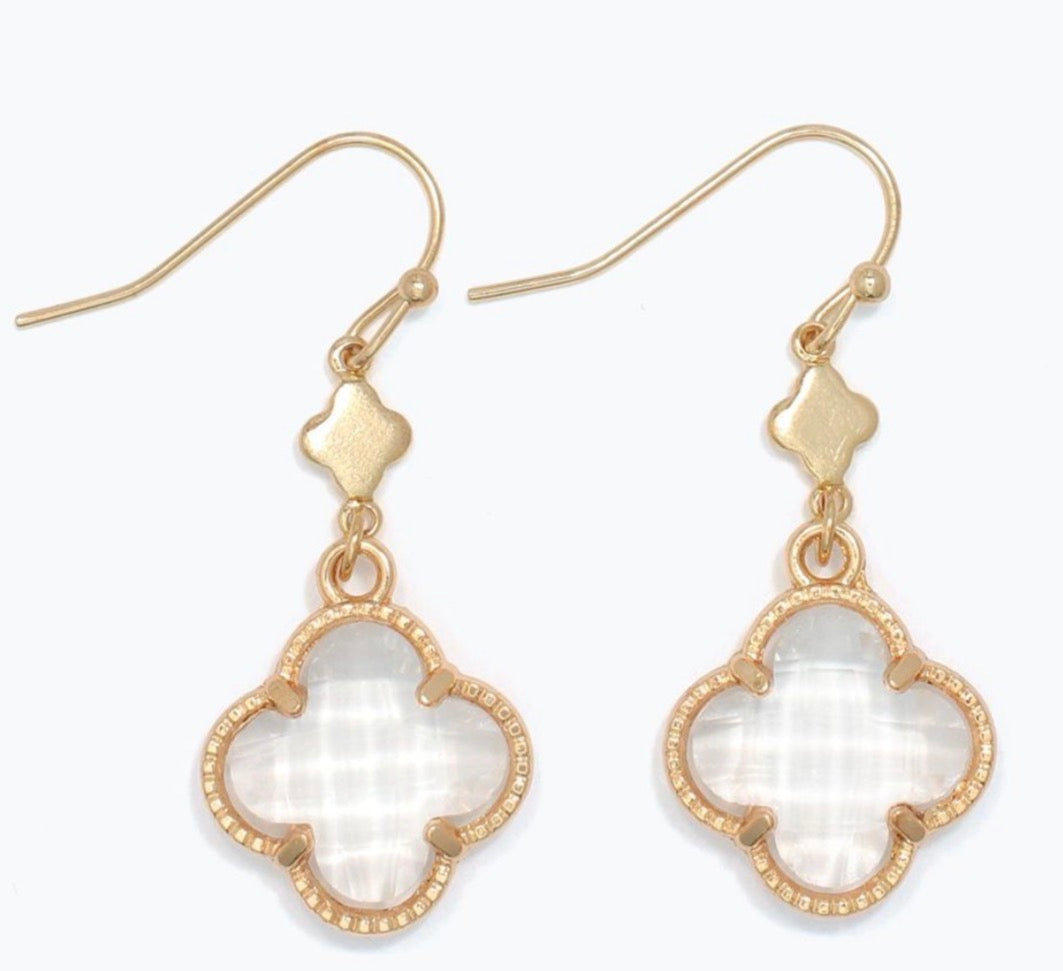 Periwinkle Gold and faceted clear crystal clovers