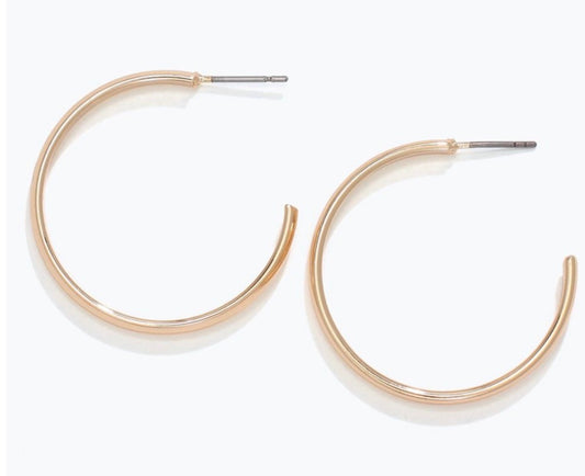 Periwinkle 8121017  1.25” polished gold hoops