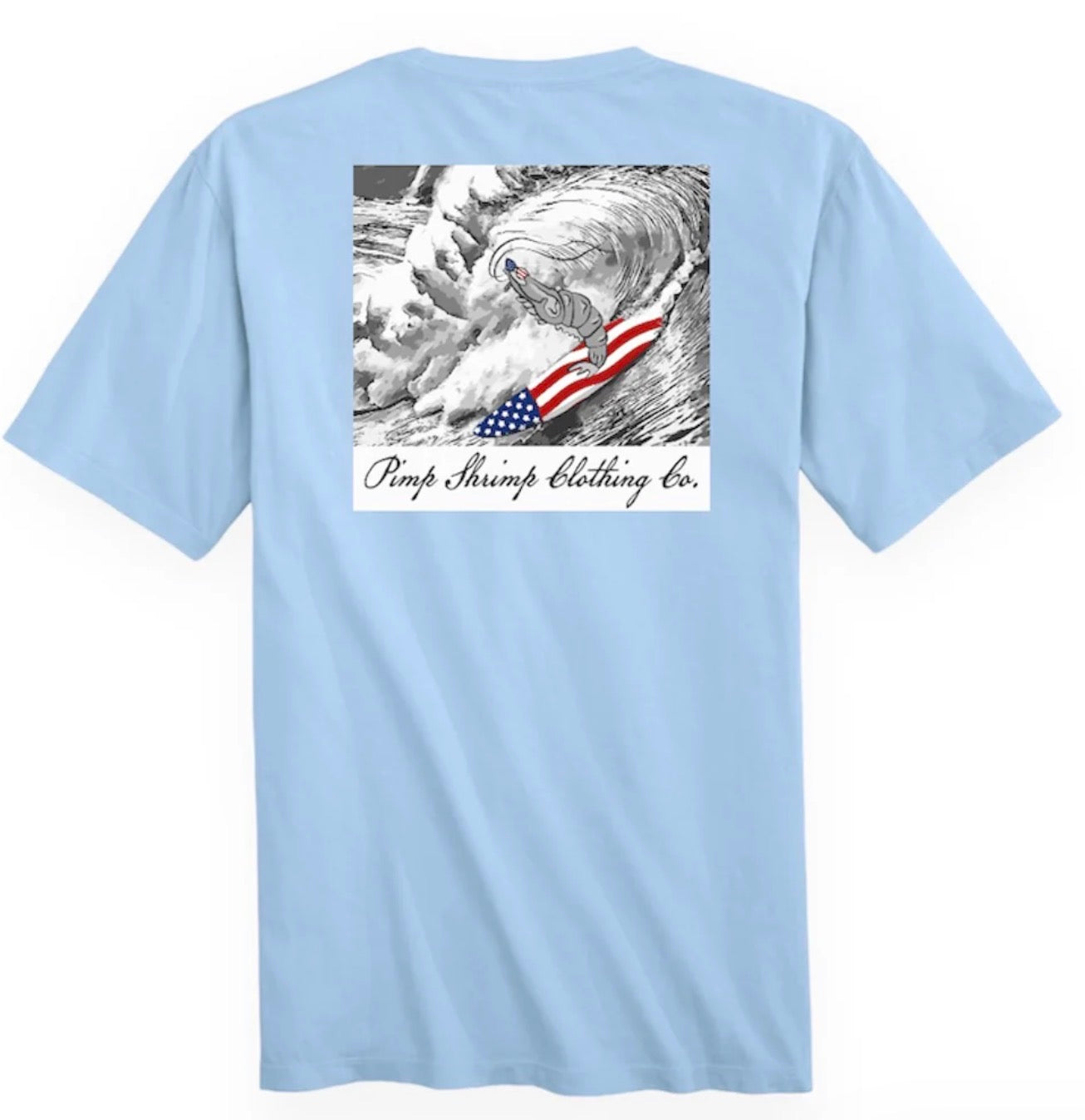 Pimp Shrimp Patriot Surfer Short Sleeve T-Shirt