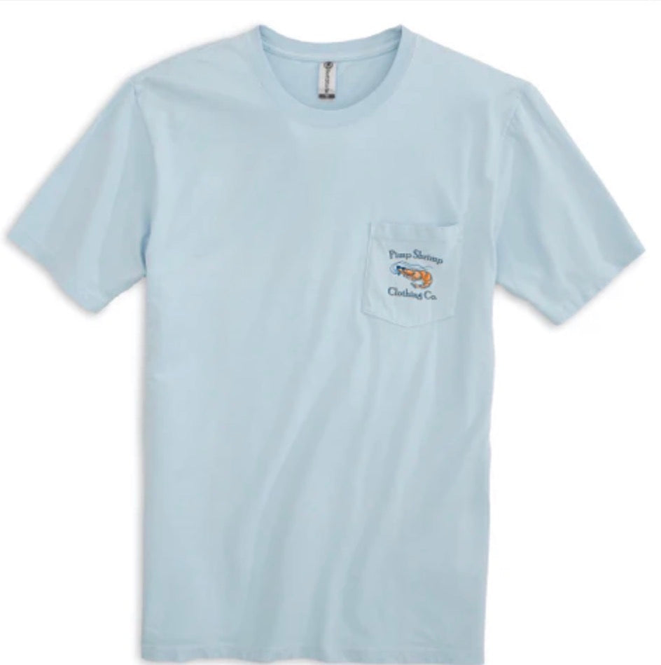 Pimp Shrimp Company  Short Sleeve Pocketed T-Shirts Chambray (Light Blue)