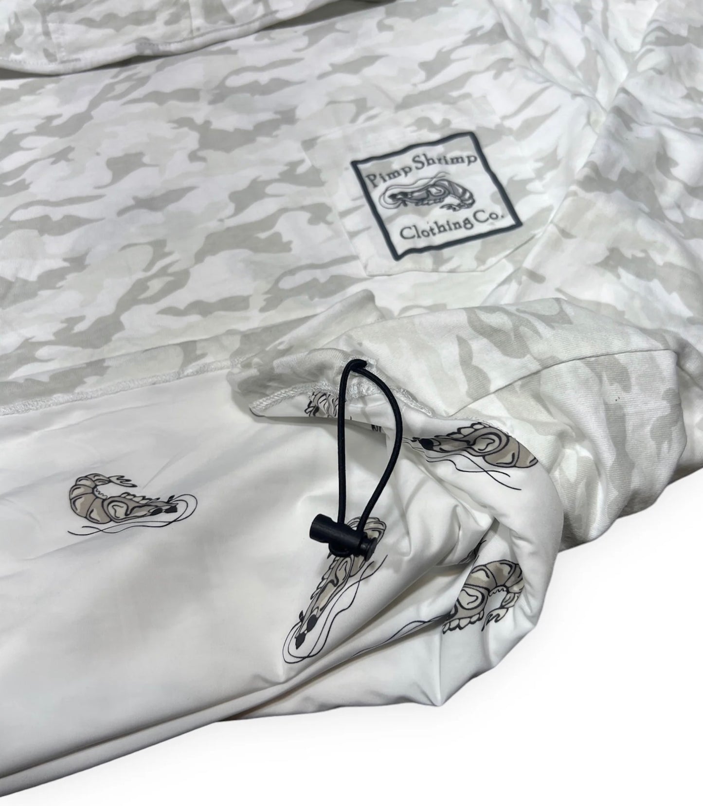 Pimp Shrimp White Camo Comfort Lined T-Shirt Hoodie BOCBW2