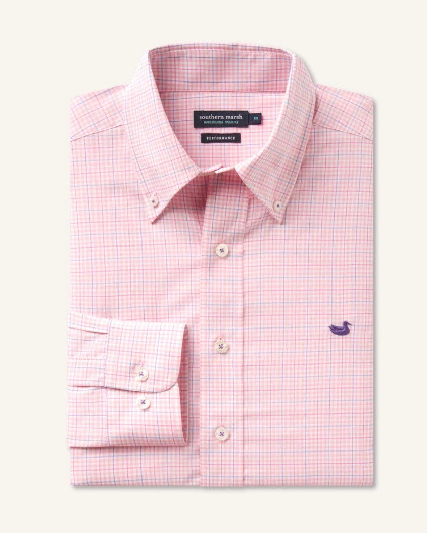 Southern Marsh Dry Performance Dress Shirt Camelia & Wharf Purple