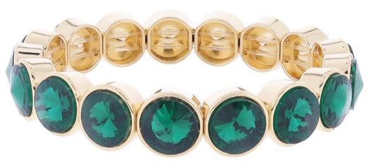 Jane Marie Green Crystal Bezel Stretch Bracelet