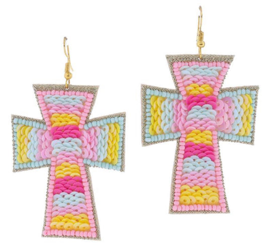 Jane Marie Multi Beaded And Sequin Cross