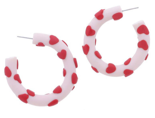Jane Marie Pale Pink Tubular Hoop With Red Hearts
