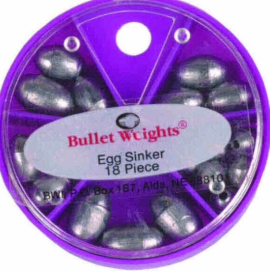 Bullet weights Egg Sinkers Assortment 18 Pieces