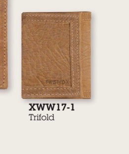 twisted X Wallet, Trifold, Tan elephant stamped