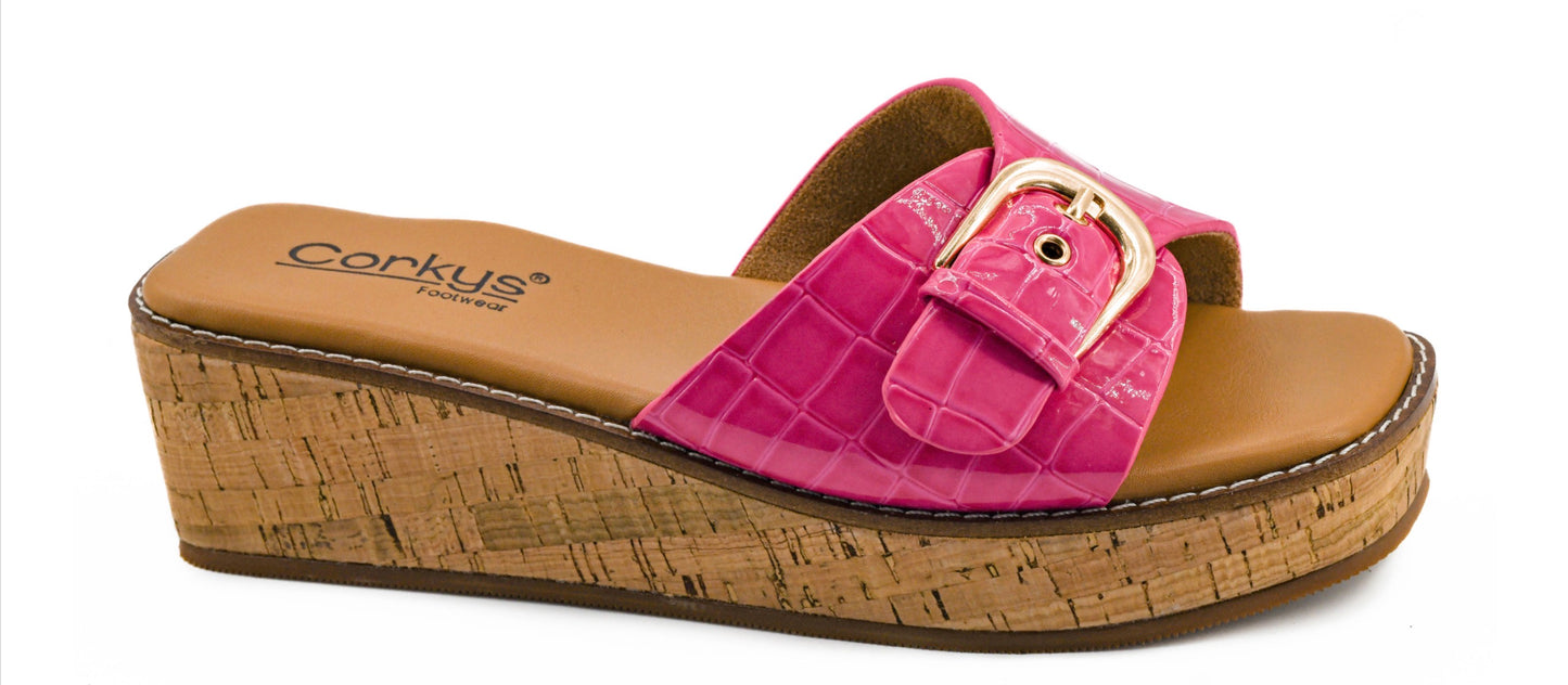 Corky’s Reality Pink Patent Croco