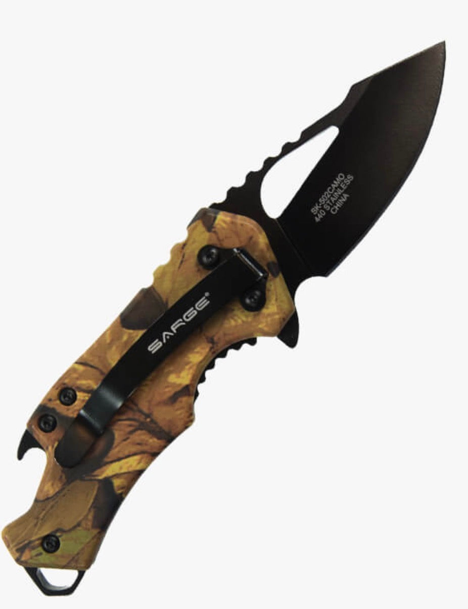 Sarge Knives Sk-502 Pocket Knife & Bottle Opener Camo