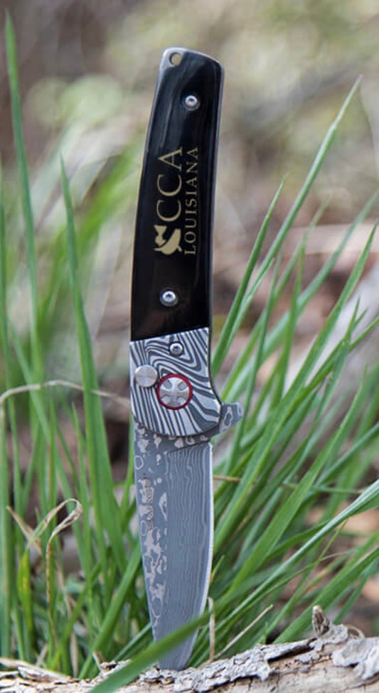 Sarge Sk-716 Falcon – Damascus & Buffalo Horn Folder