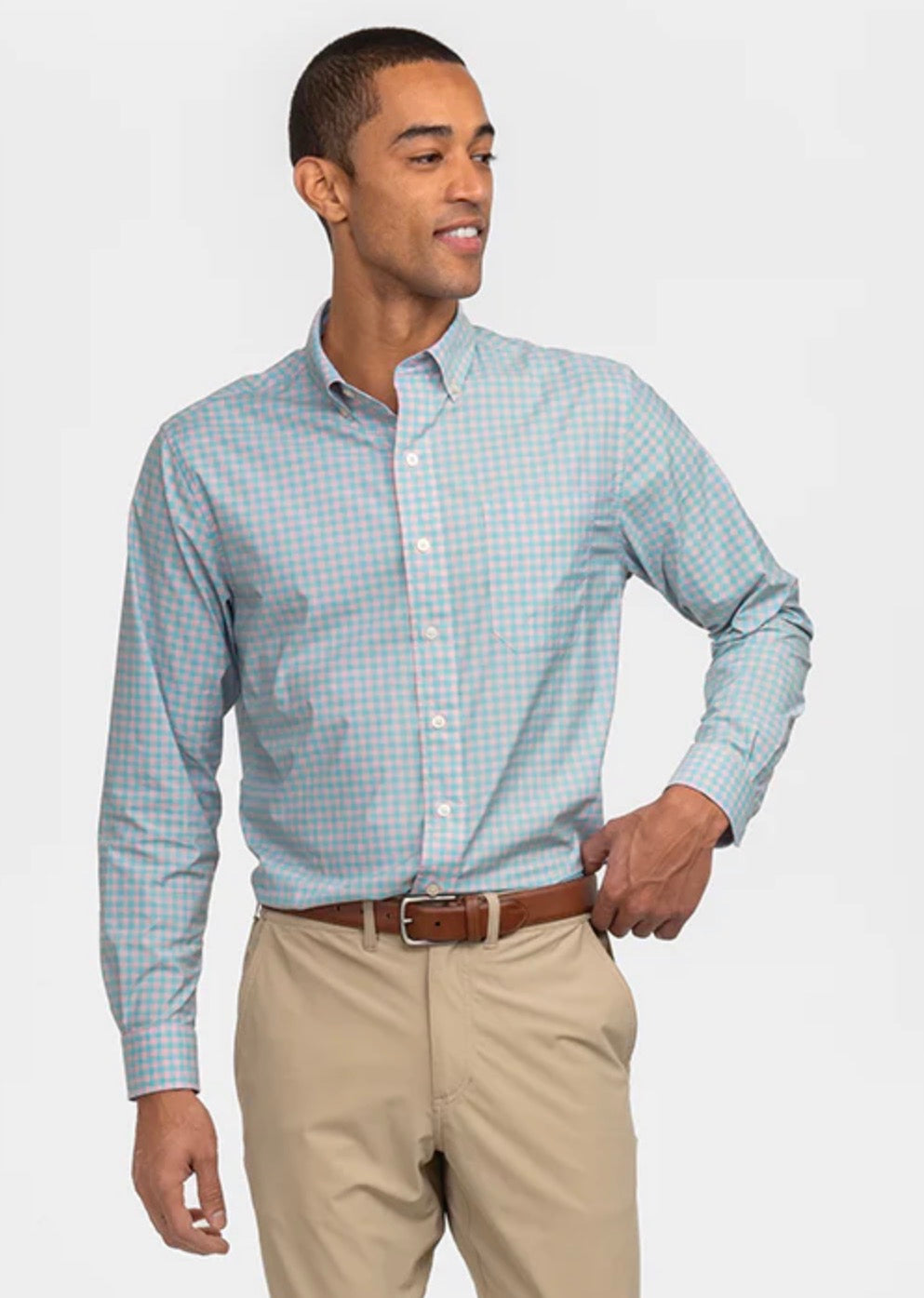 Southern Shirt Graymont Gingham L/S Dress Shirt Coral Sky