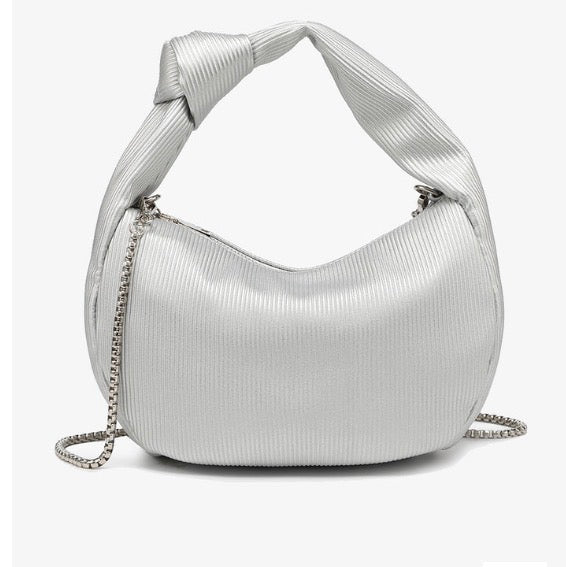 Jen & Co Evelyn Silver Pleated Shoulder Bag