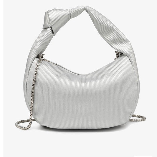 Jen & Co Evelyn Silver Pleated Shoulder Bag