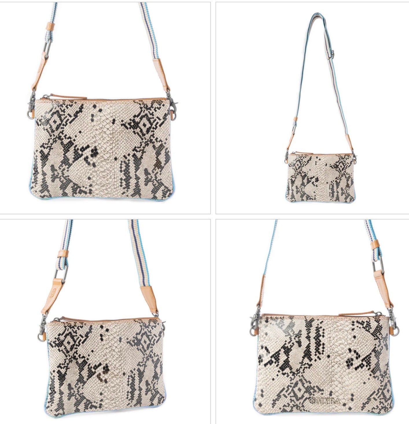 Myra Bag Eden Mirage Leather Bag in Ivory Snake Print  S-13769