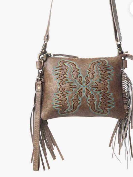 Myra Bag Thunder fly Fringed Leather Bag In Brown